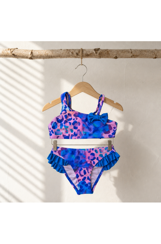Μαγιό Bikini Λεοπάρ για μικρά κορίτσια AC-1427 Μπλε