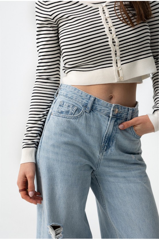 ΤΖΙΝ WIDE LEG  ΠΑΝΤΕΛΟΝΙ  ΓΙΑ ΚΟΡΙΤΣΙΑ TIFFOSI 10065385-C20 ΓΑΛΑΖΙΟ