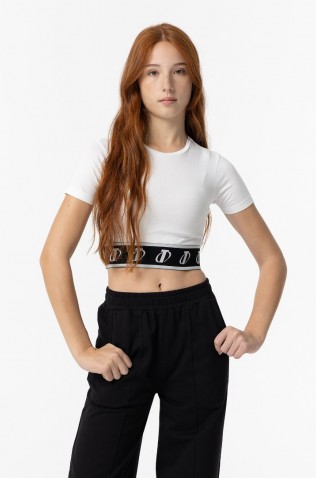 CROP TOP ΜΕ ΛΑΣΤΙΧΟ ΣΤΗ ΜΕΣΗ TIFFOSI 10060517-001 ΛΕΥΚΟ