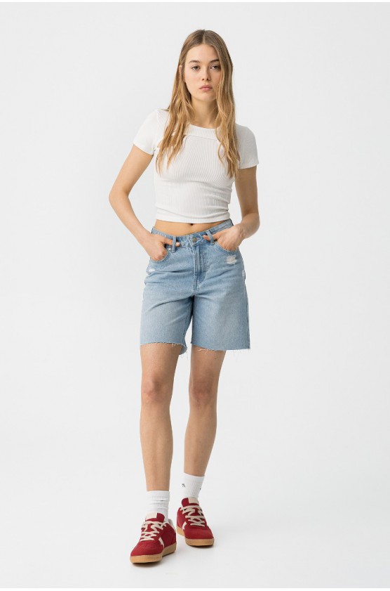 Τζιν σορτς Mom Fit  ΓΙΑ ΚΟΡΙΤΣΙΑ TIFFOSI 10059417-C20 ΜΠΛΕ ΑΝΟΙΧΤΟ